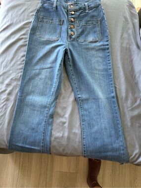 High-Waist Button-Front Light Blue Women's Jeans